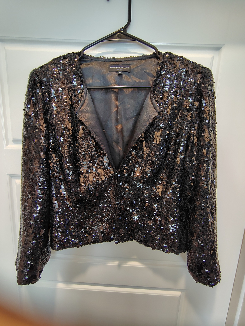Generation Love Black Sequin Cropped Blazer